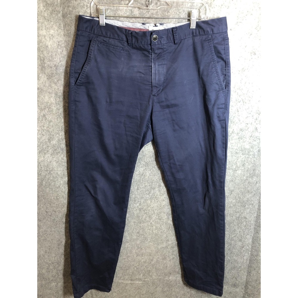 Perk Pants Mens 36x30 Navy Blue Slim Fit Stretch Chino Casual Twill Office